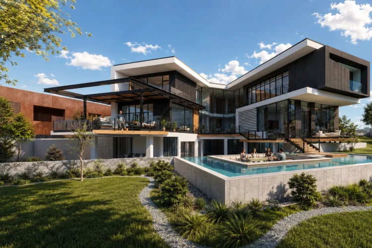 C.A. Villası modern havuzlu villa mimari animasyon çalışması