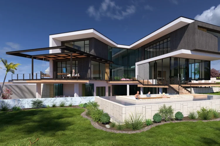 C.A. Villası modern havuzlu villa mimari animasyon çalışması