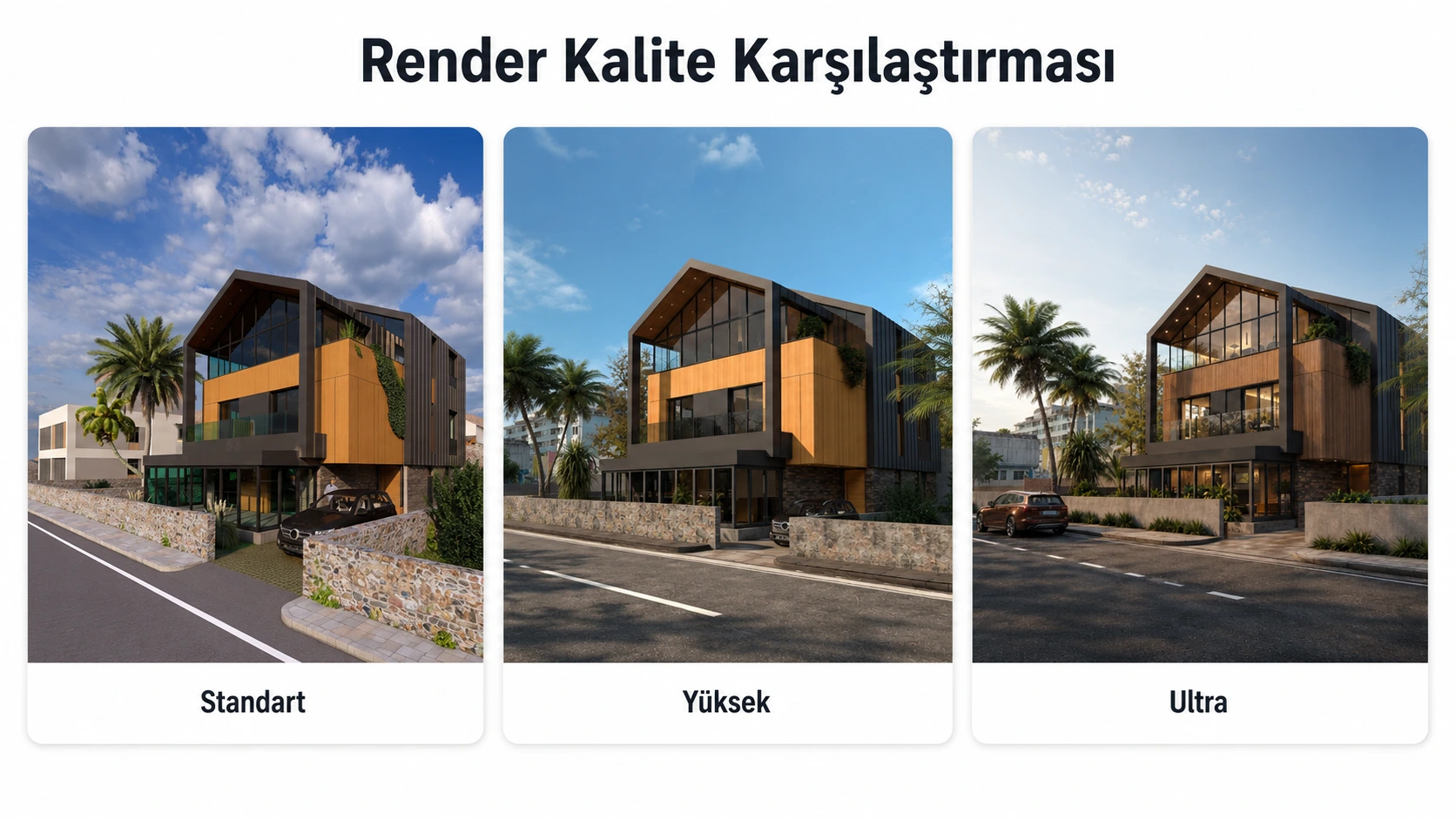 Render kalitesinin fiyatlandırmaya etkisini anlatan yüksek kaliteli mimari görselleştirme örneği
