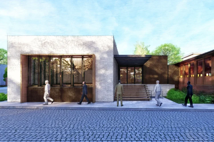 Modern restoran projesi için hazırlanan fotogerçekçi dış mekan render çalışması.