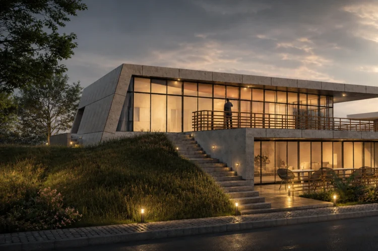 Modern apartman projesi için hazırlanan fotogerçekçi dış mekan render çalışması.