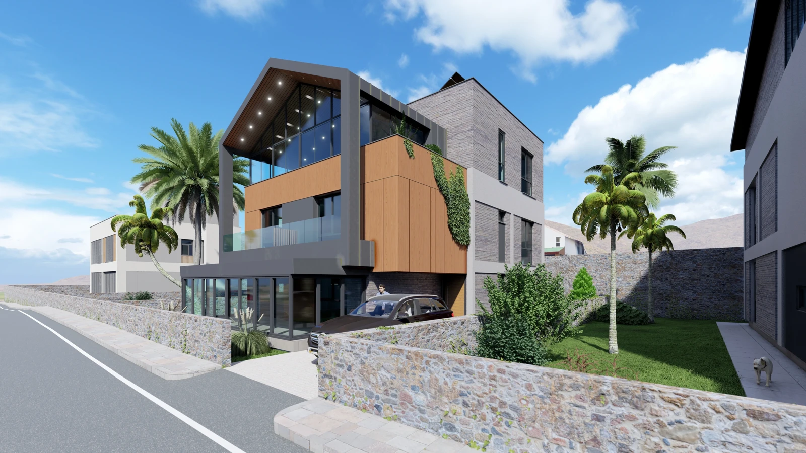 Villa dış mekân render referansı