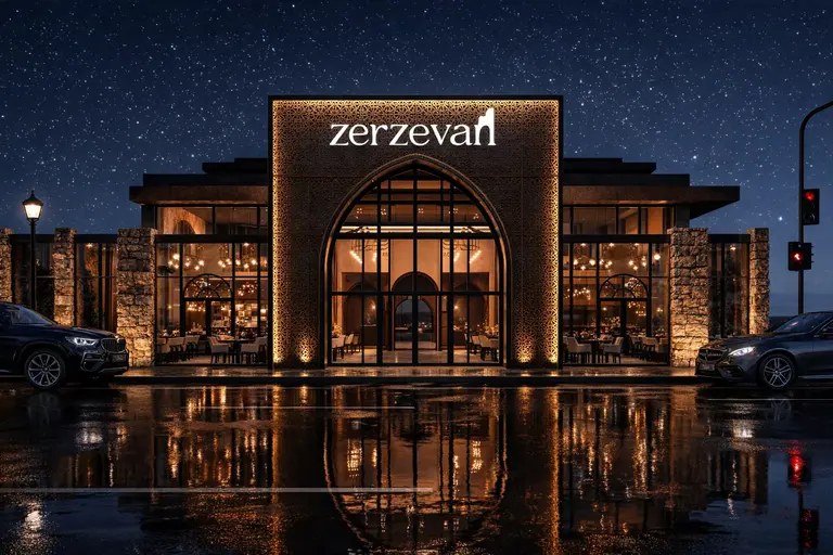Zerzevan Restoran Ankara Çukurambar dış mekân gece renderı